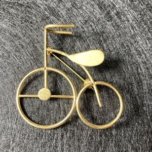Vintage Bicycle Pin Brooch Lapel Hat Gold Toned Transportation Jewelry 1.75 In